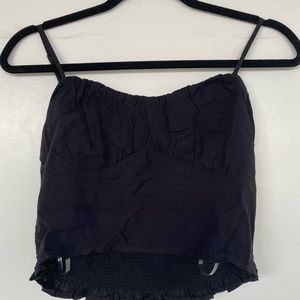 black ruffled crop top